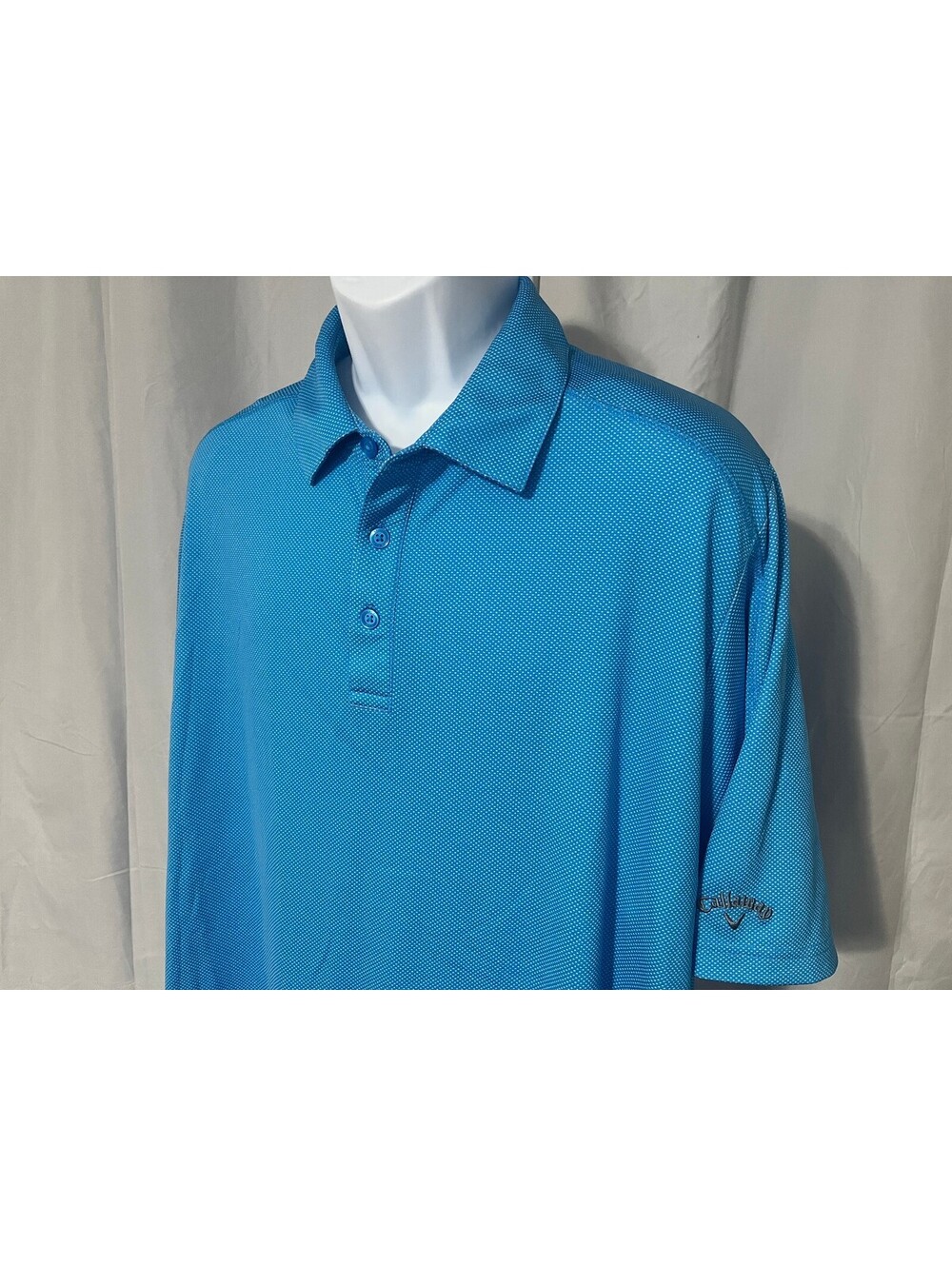 Callaway Golf Men's Blue White Dots All Over Polo Shirt 2XLT XXL Tall EUC